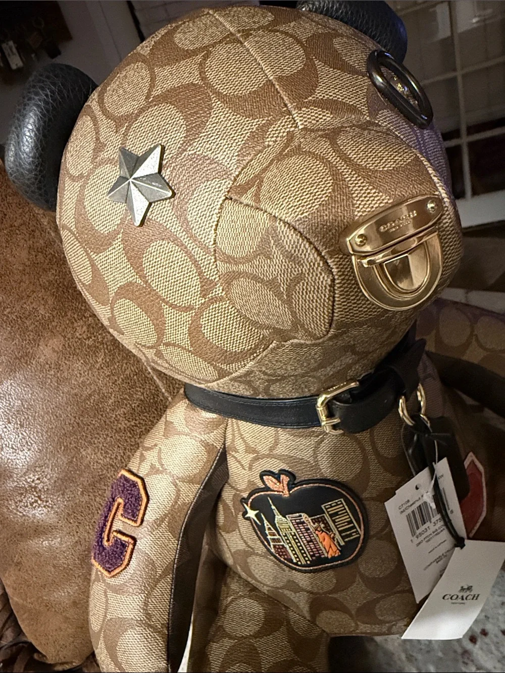 Large Coach Collectible Leather Bear NEW ALL TAGS 14” x 12” x 10” PERFECT